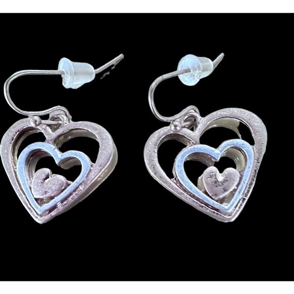 Handmade Heart Earrings  Valentine' s Open Cut Triple Designs Dangle Hoo… - Picture 10 of 12
